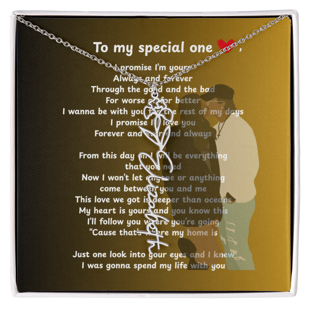 Personalized To My Special One Flower Name Necklace