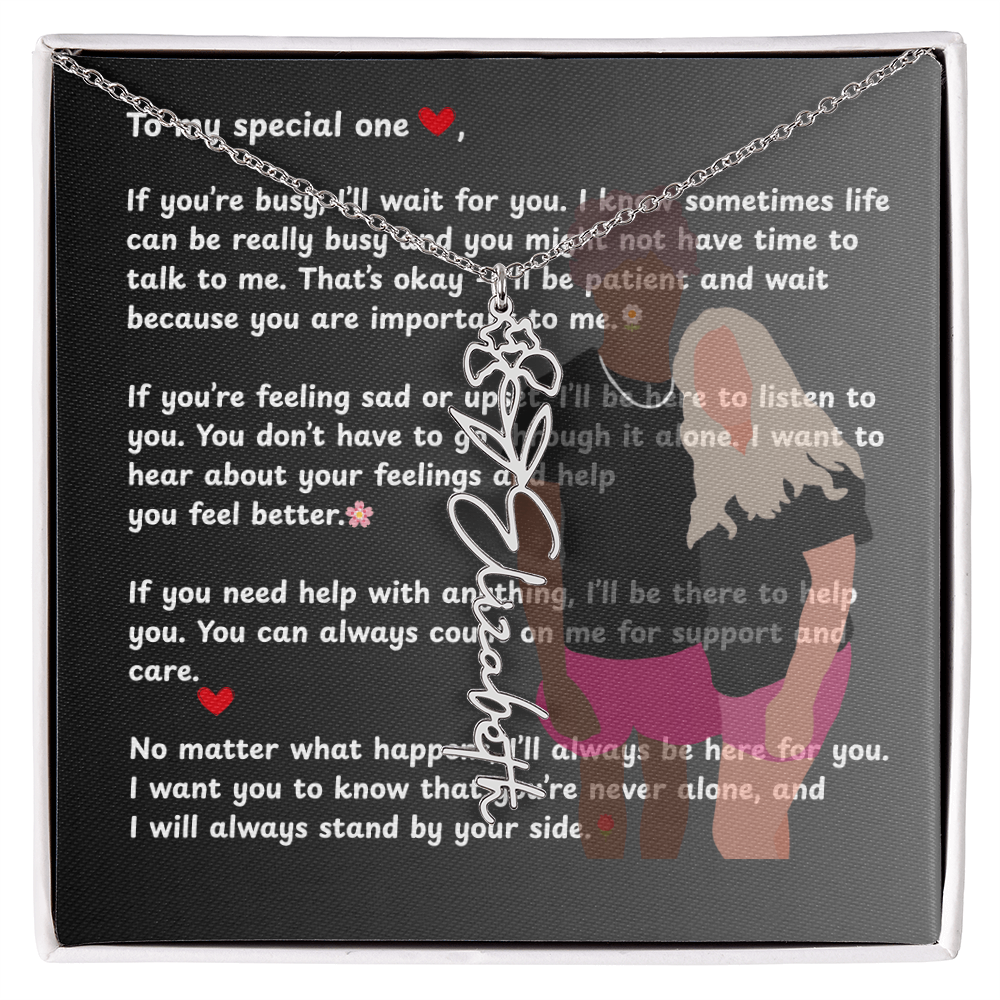Personalized To My Special One Flower Name Necklace