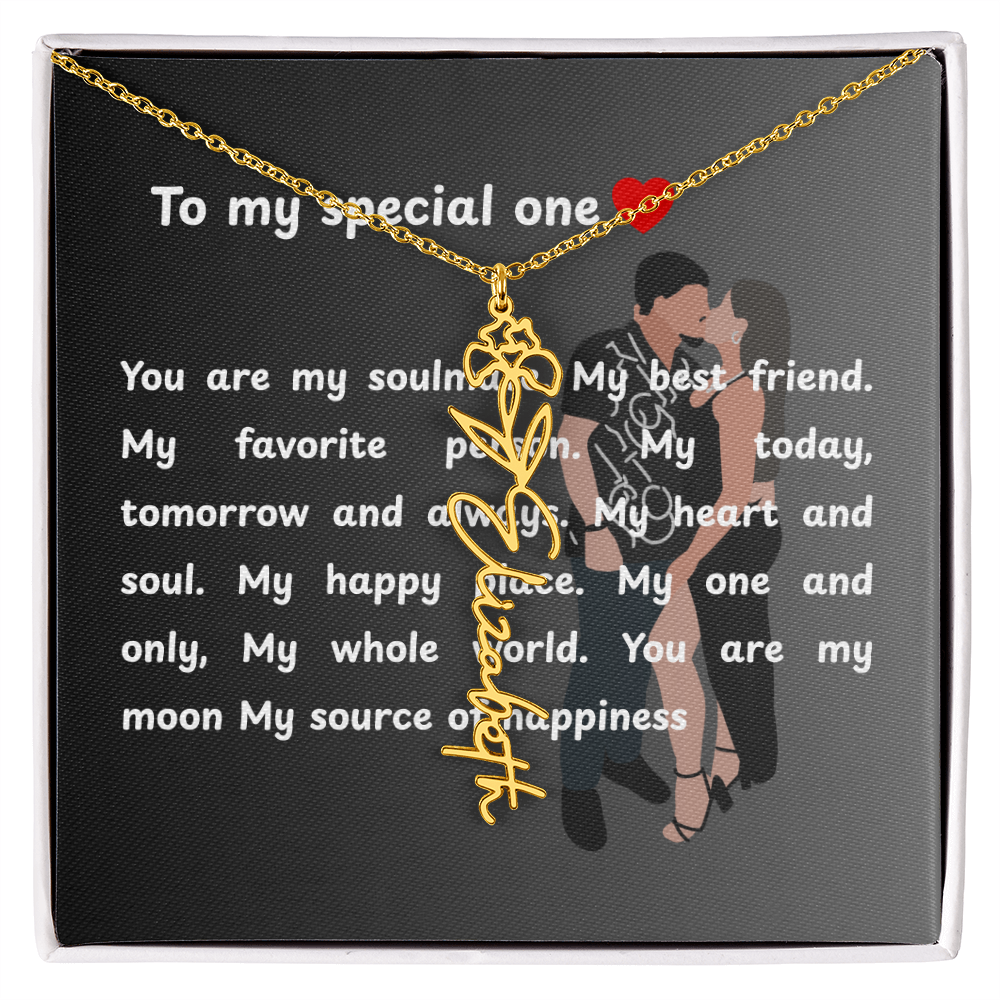 Personalized To My Special One Flower Name Necklace