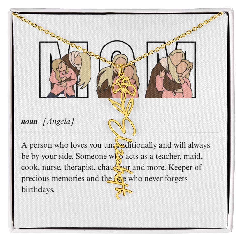 Personalized Mom Flower Name Necklace