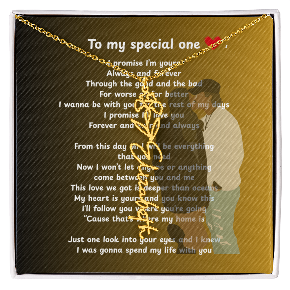 Personalized To My Special One Flower Name Necklace