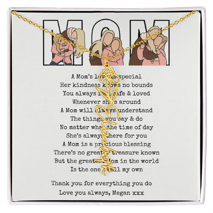 Personalized Mom Flower Name Necklace