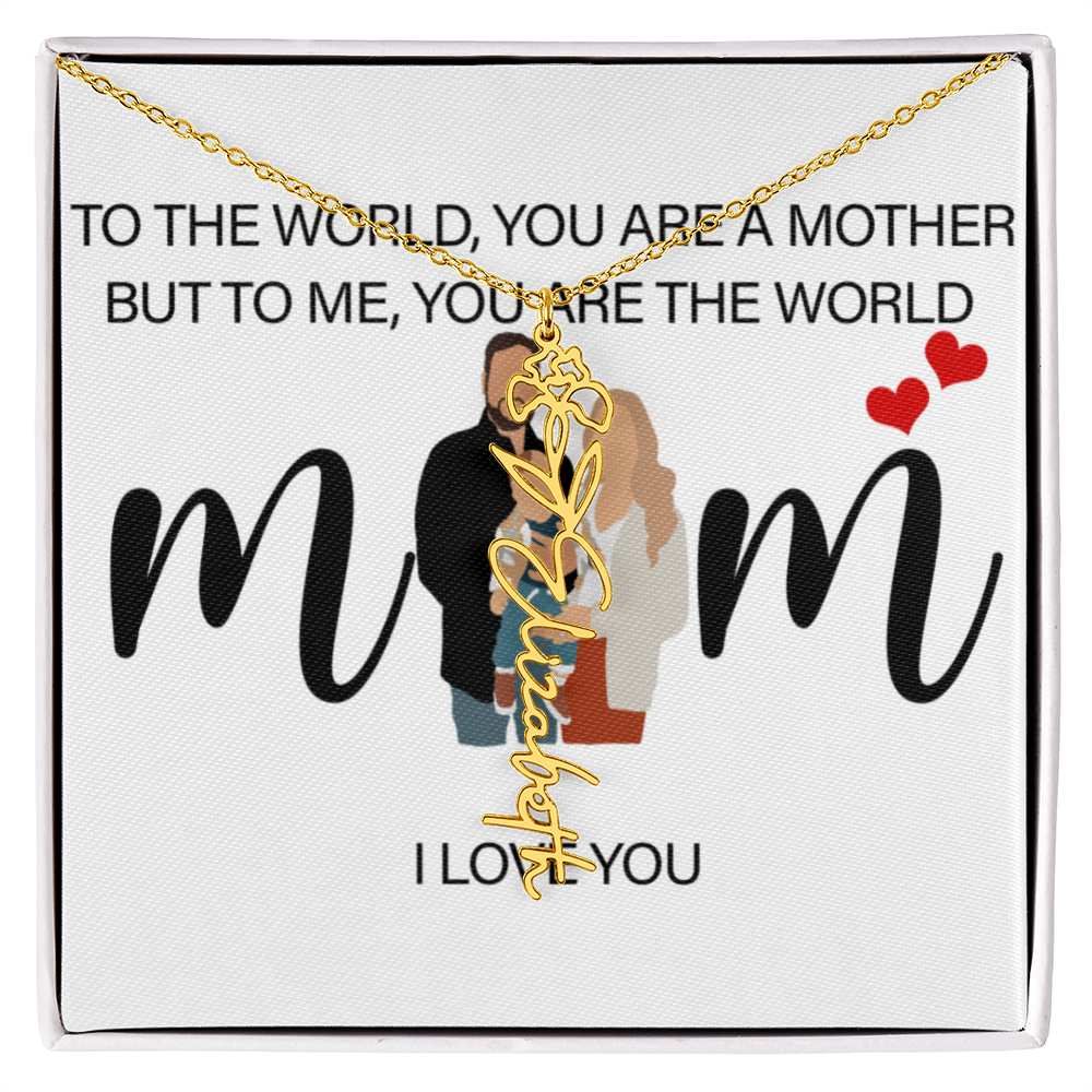 Personalized Mom Flower Name Necklace