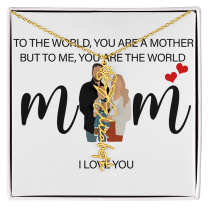 Personalized Mom Flower Name Necklace