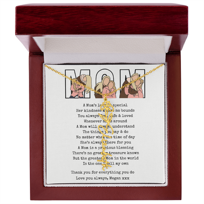 Personalized Mom Flower Name Necklace