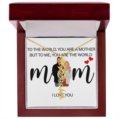 Personalized Mom Flower Name Necklace