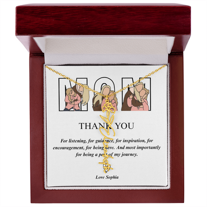 Personalized Mom Thank You Flower Name Necklace