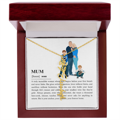 Personalized Mum Flower Name Necklace