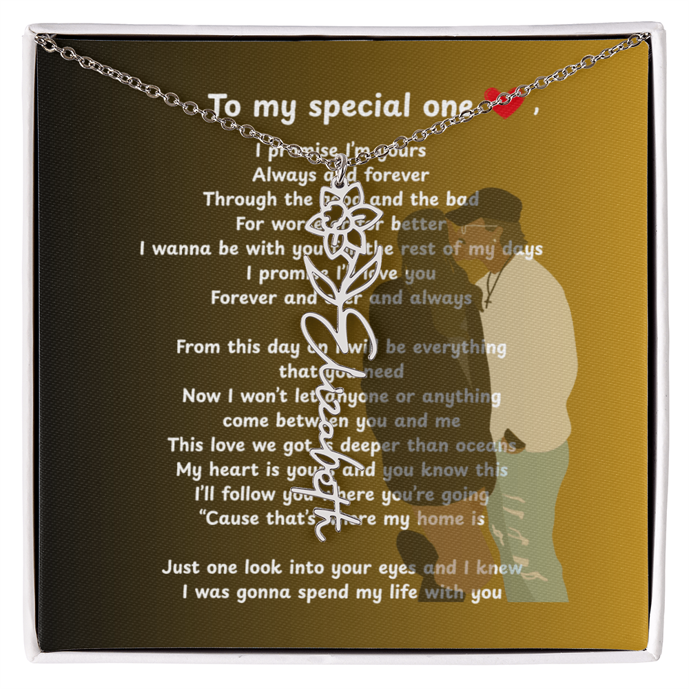 Personalized To My Special One Flower Name Necklace