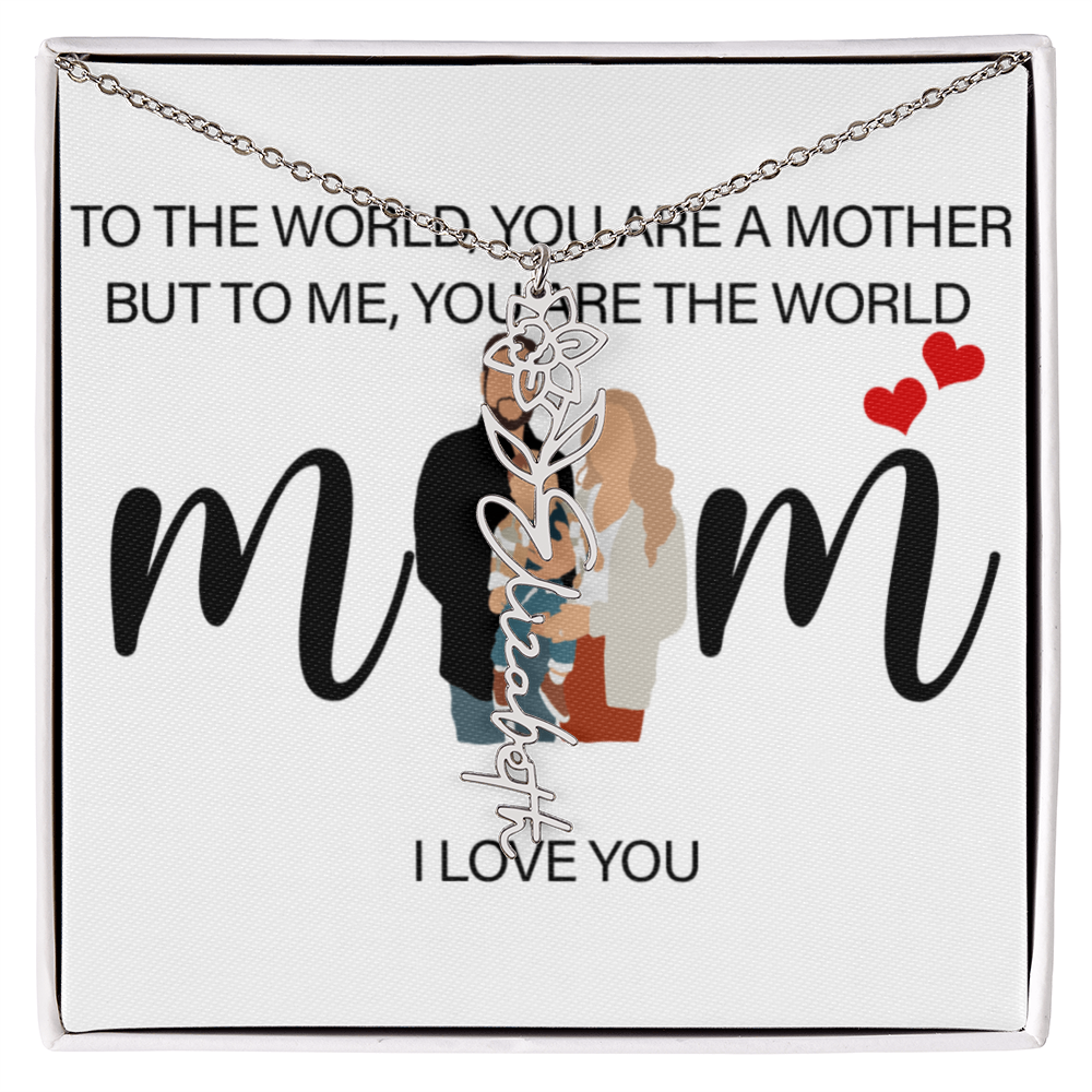 Personalized Mom Flower Name Necklace