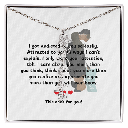 Personalized This One's For You Flower Name Necklace