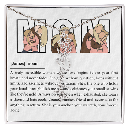 Personalized Mom Flower Name Necklace