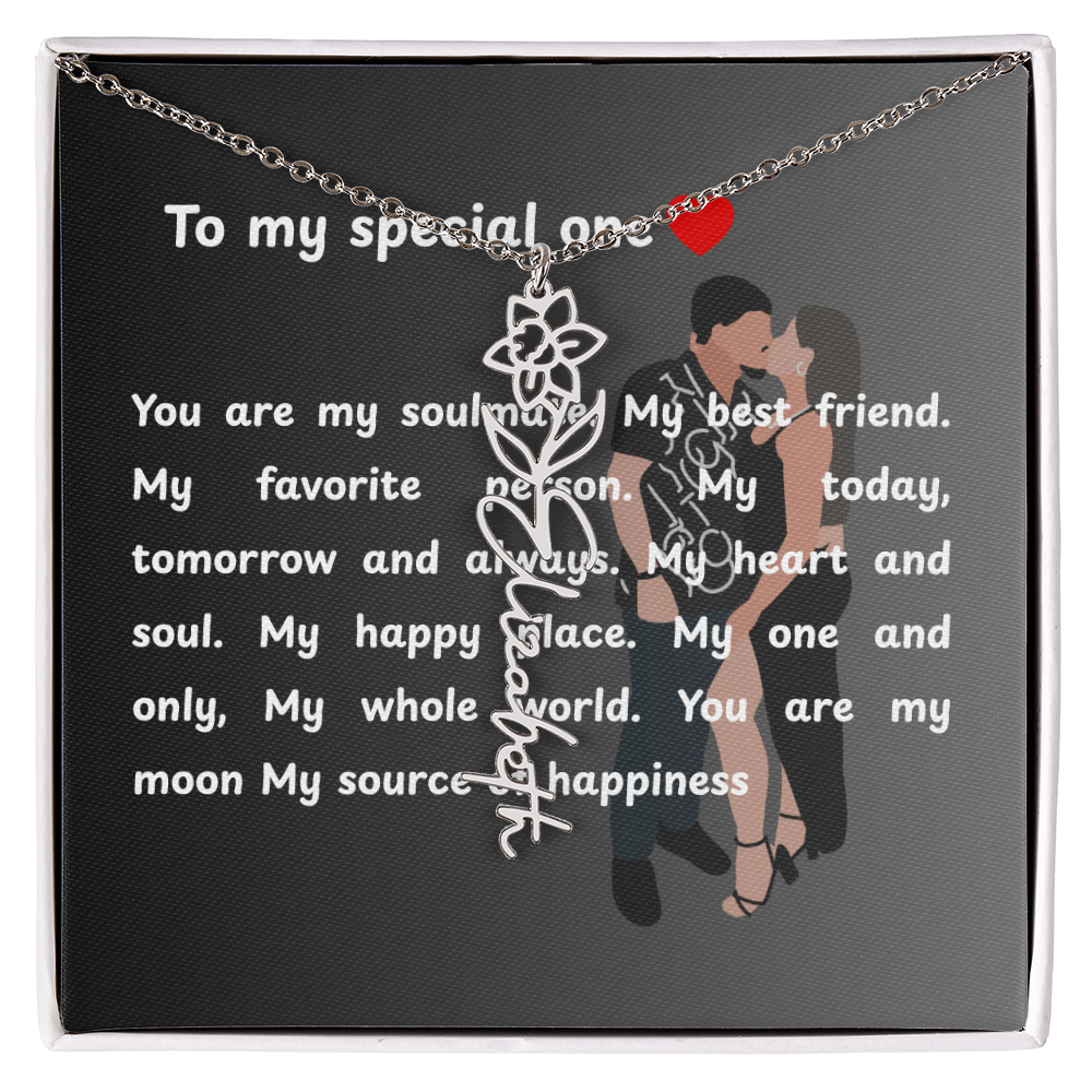 Personalized To My Special One Flower Name Necklace