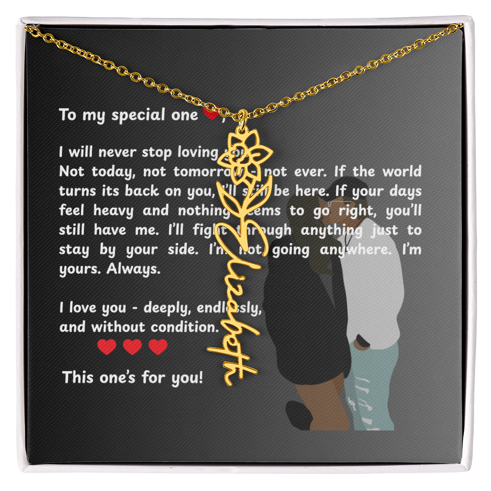 Personalized This One's For You Flower Name Necklace