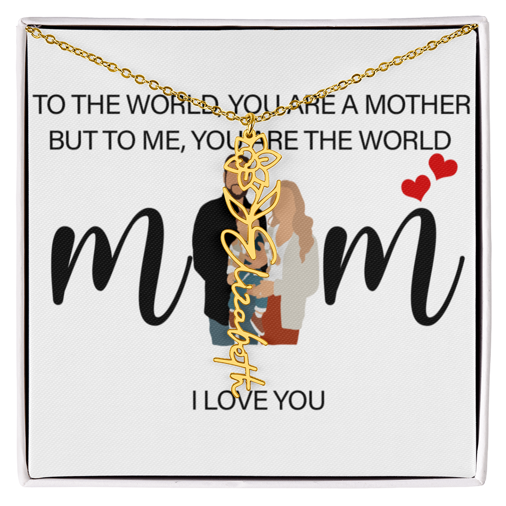 Personalized Mom Flower Name Necklace