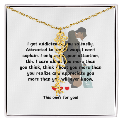 Personalized This One's For You Flower Name Necklace