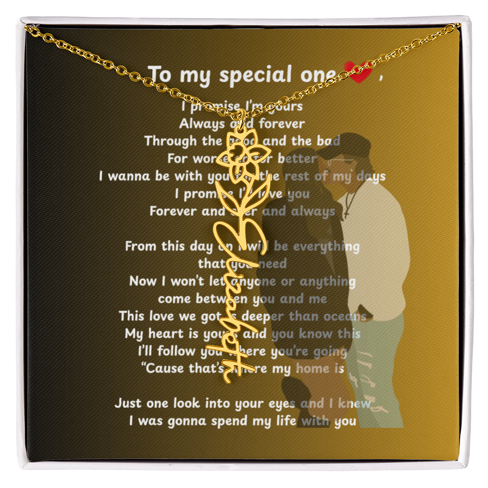 Personalized To My Special One Flower Name Necklace