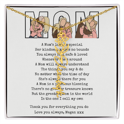 Personalized Mom Flower Name Necklace