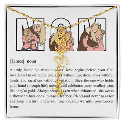 Personalized Mom Flower Name Necklace