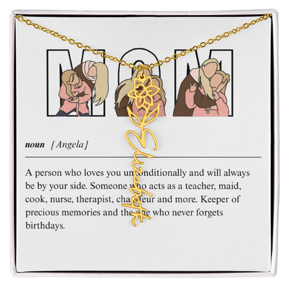 Personalized Mom Flower Name Necklace