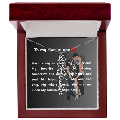 Personalized To My Special One Flower Name Necklace