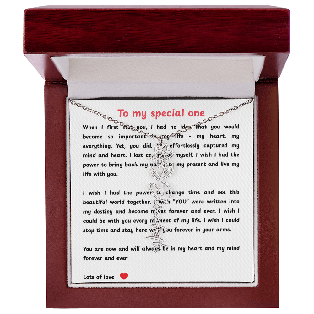 Personalized To My Special One Flower Name Necklace