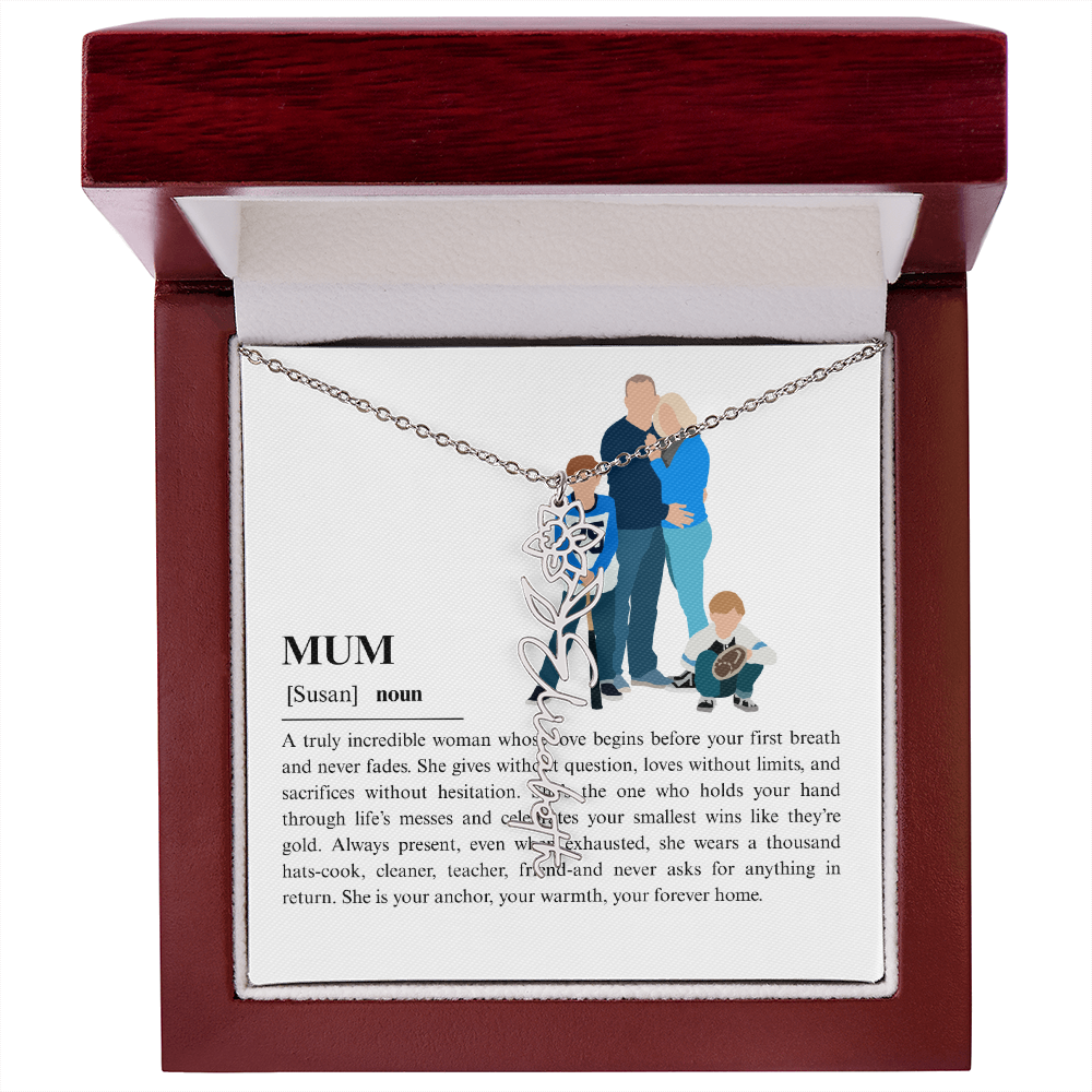 Personalized Mum Flower Name Necklace