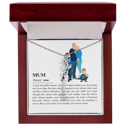 Personalized Mum Flower Name Necklace