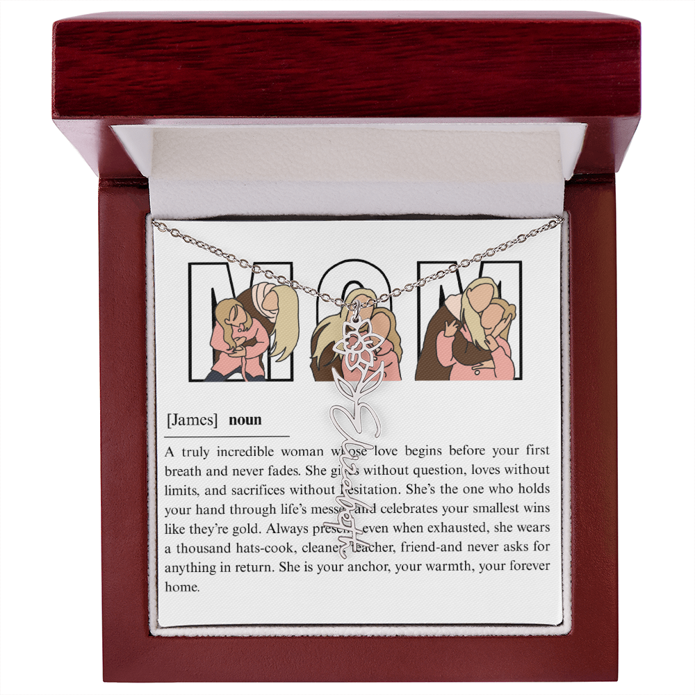 Personalized Mom Flower Name Necklace