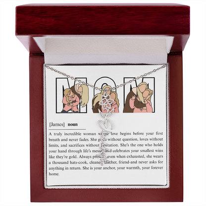 Personalized Mom Flower Name Necklace