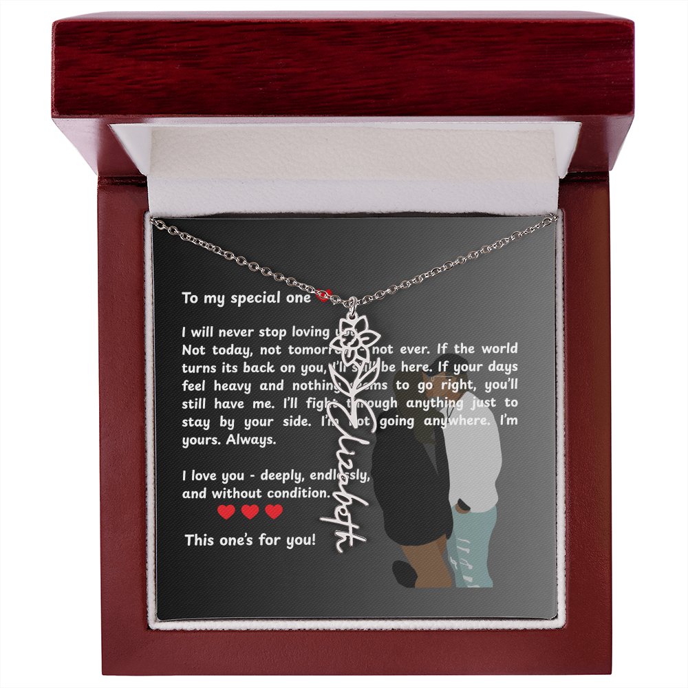 Personalized This One's For You Flower Name Necklace
