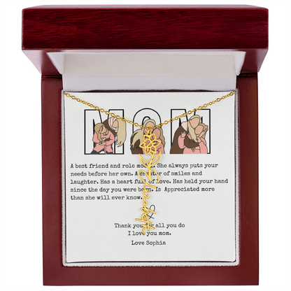 Personalized Mom Flower Name Necklace
