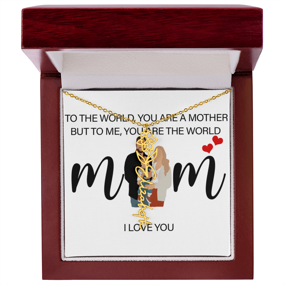 Personalized Mom Flower Name Necklace