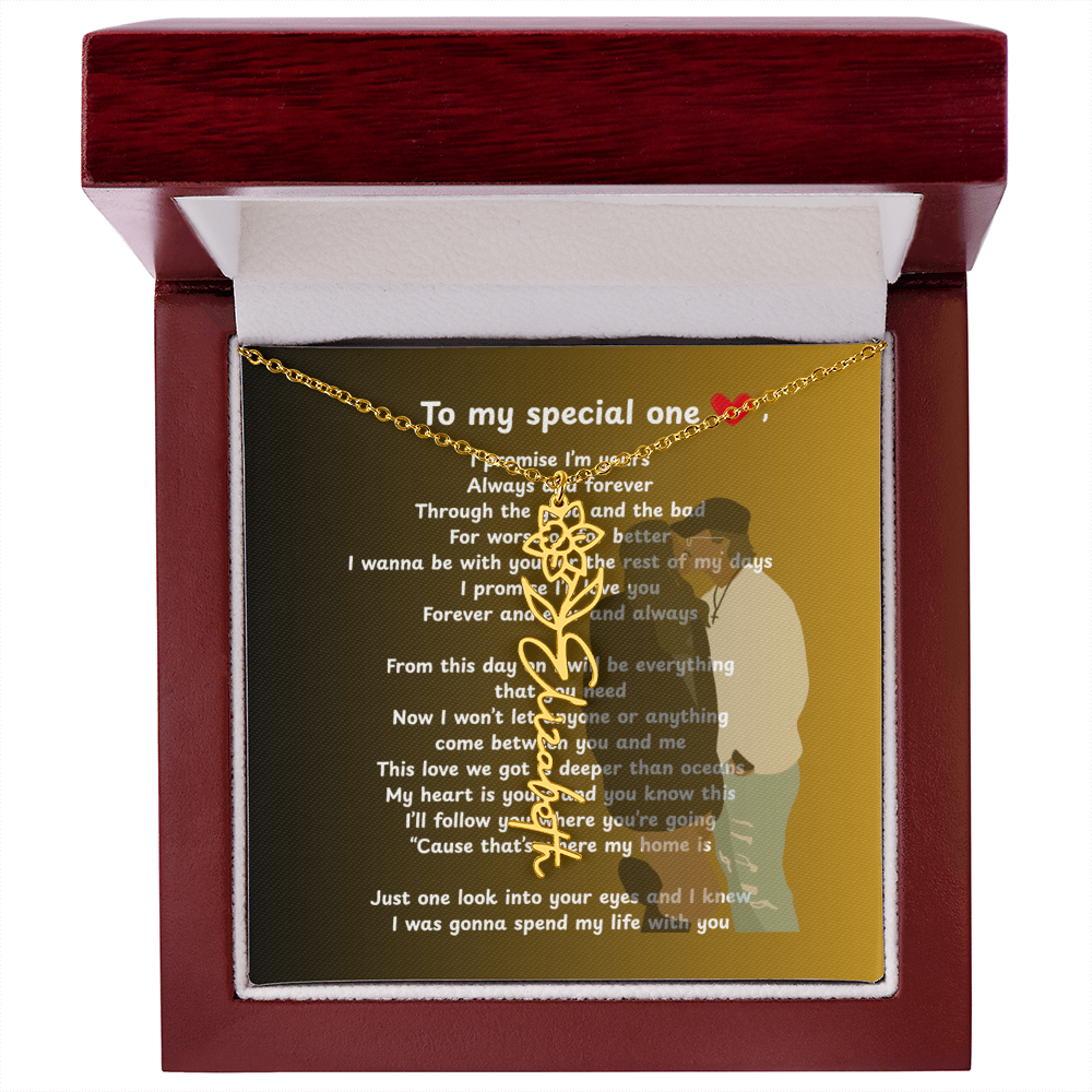 Personalized To My Special One Flower Name Necklace