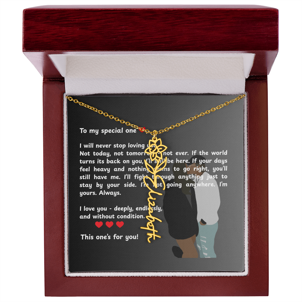 Personalized This One's For You Flower Name Necklace