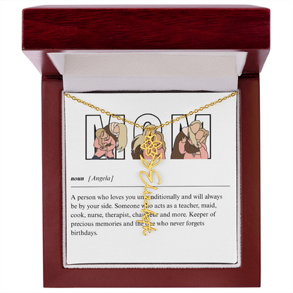 Personalized Mom Flower Name Necklace