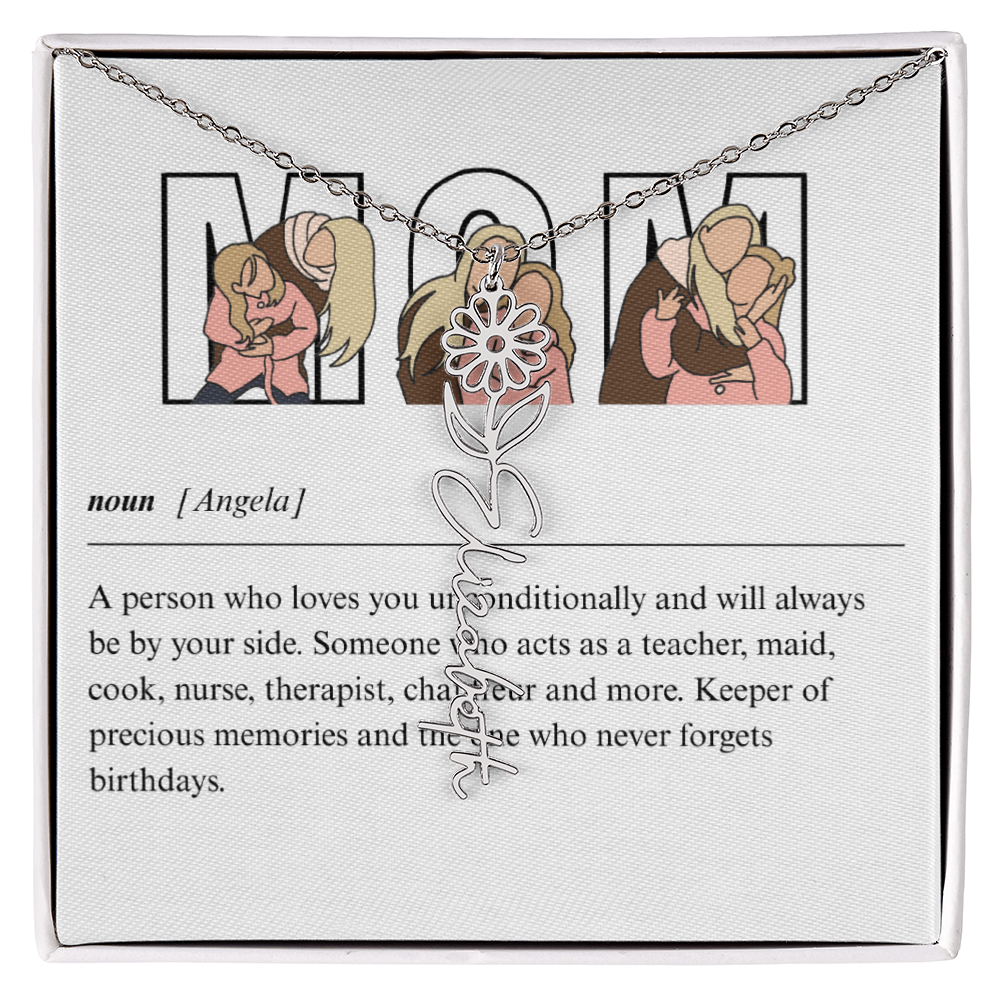 Personalized Mom Flower Name Necklace