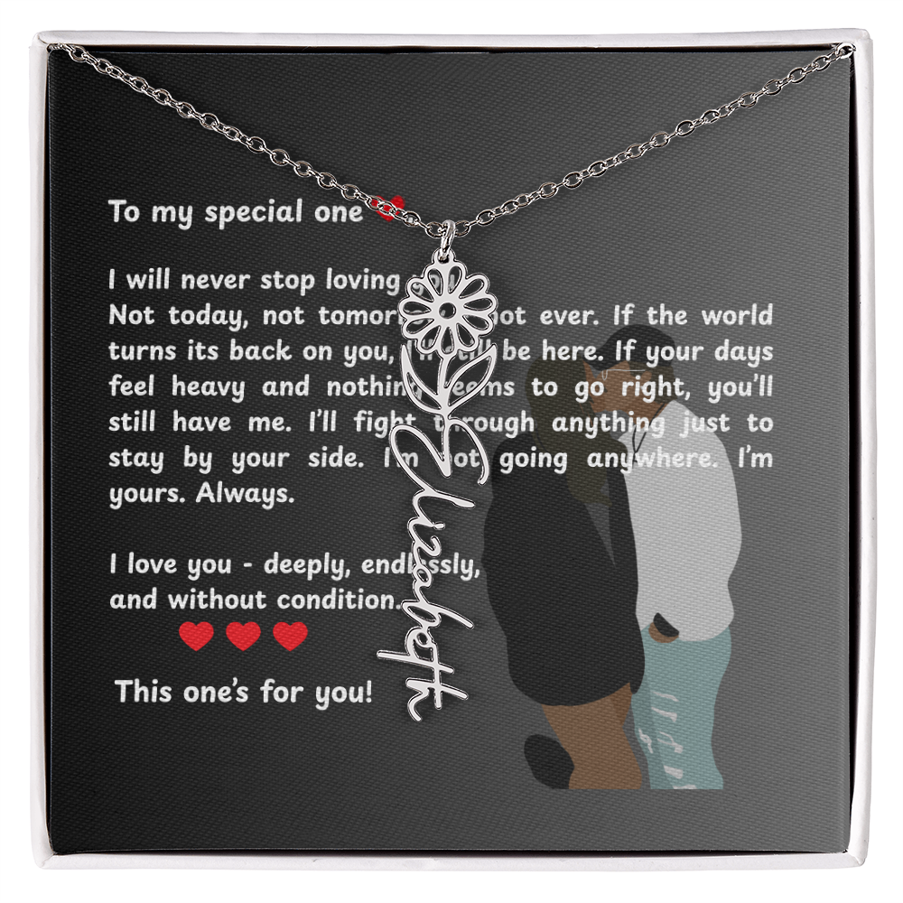 Personalized This One's For You Flower Name Necklace