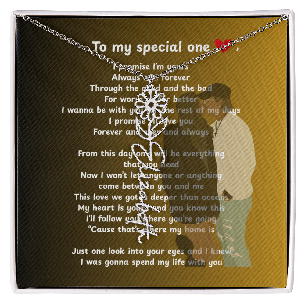 Personalized To My Special One Flower Name Necklace