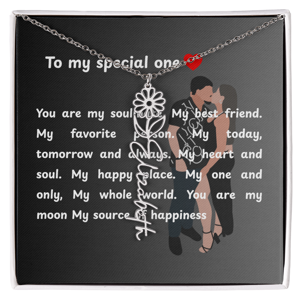 Personalized To My Special One Flower Name Necklace