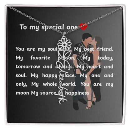 Personalized To My Special One Flower Name Necklace