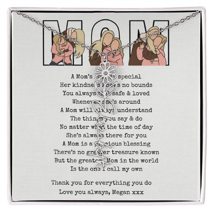 Personalized Mom Flower Name Necklace