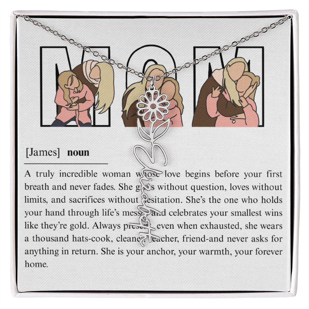 Personalized Mom Flower Name Necklace