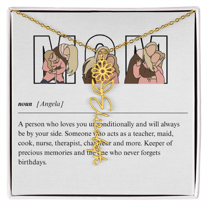 Personalized Mom Flower Name Necklace