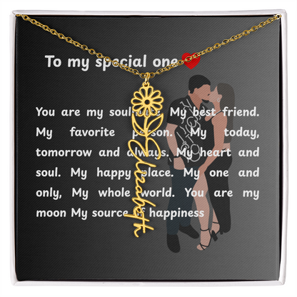 Personalized To My Special One Flower Name Necklace