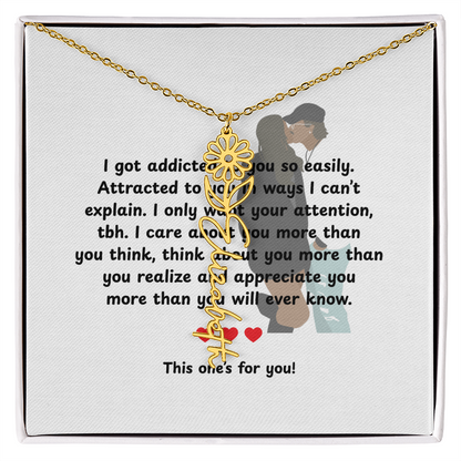 Personalized This One's For You Flower Name Necklace