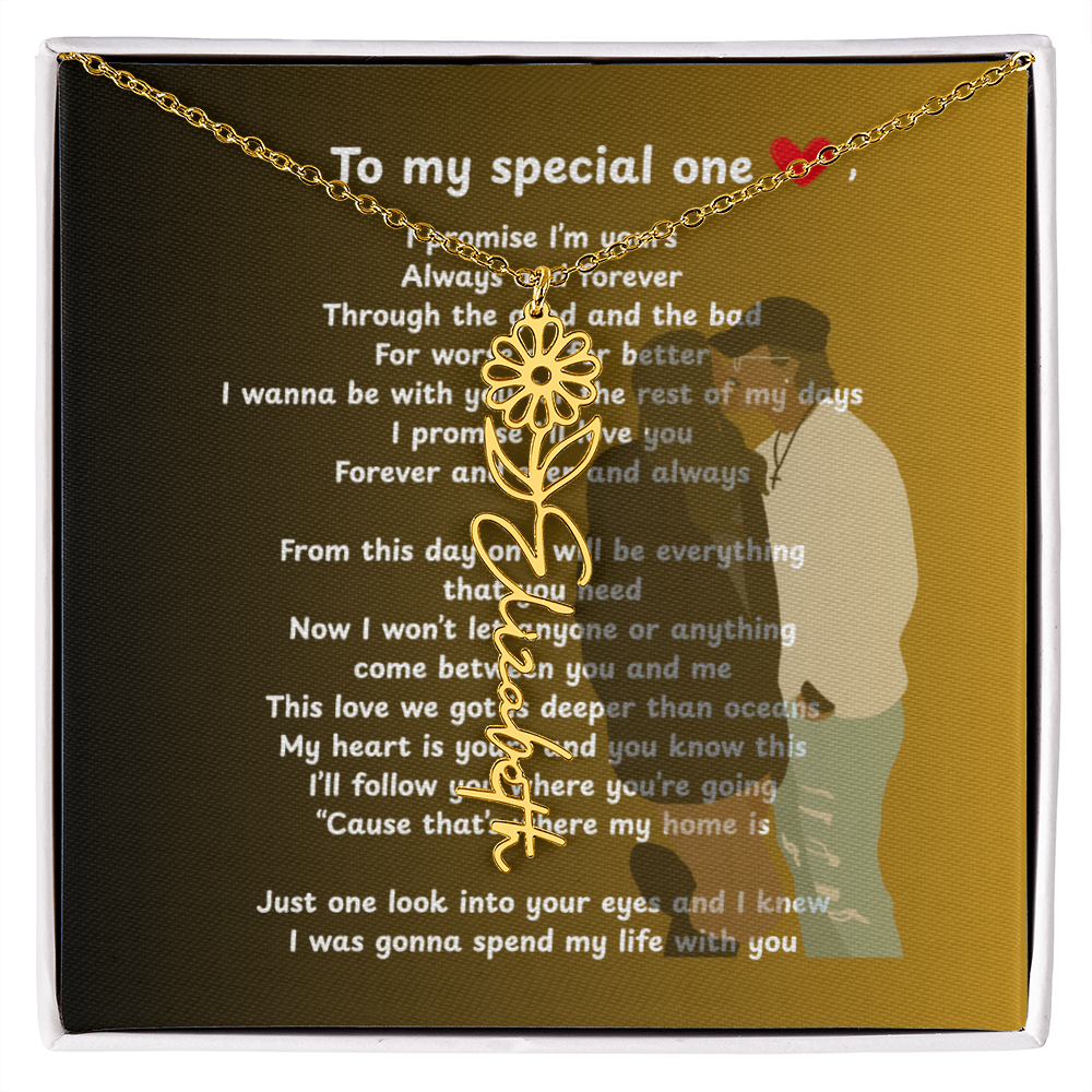 Personalized To My Special One Flower Name Necklace
