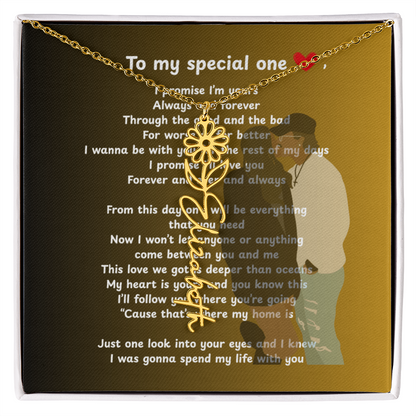 Personalized To My Special One Flower Name Necklace