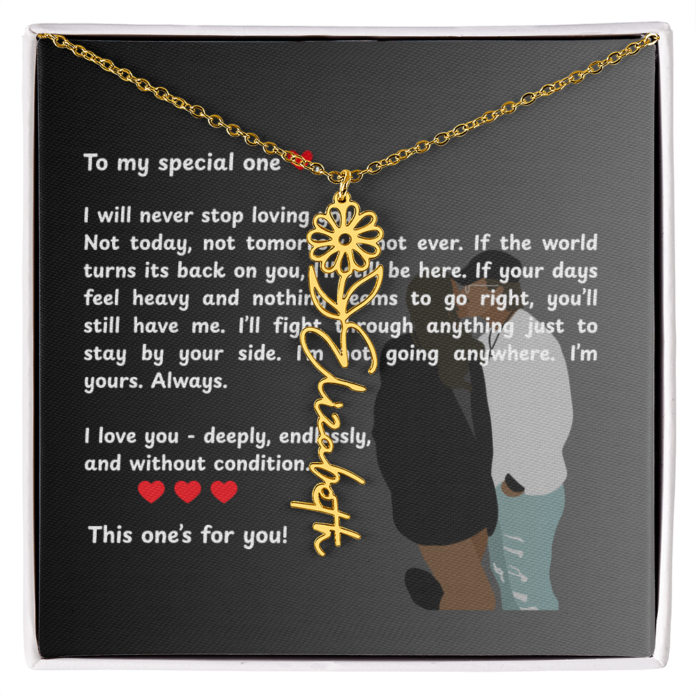 Personalized This One's For You Flower Name Necklace