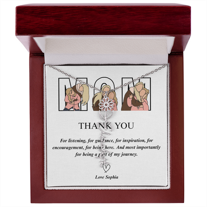 Personalized Mom Thank You Flower Name Necklace